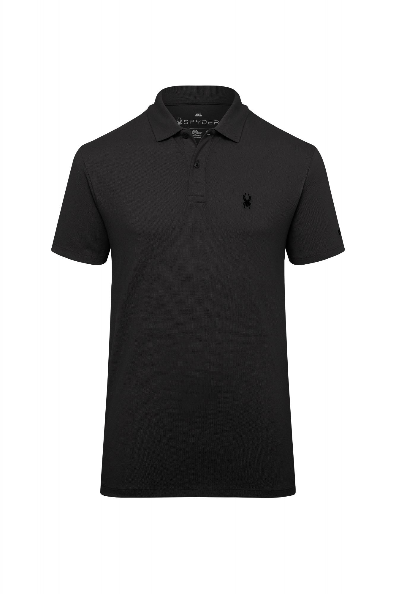 Sort polo fra Spyder lavet af genanvendeligt plast